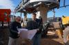 Charles Skinner and Tom Rider during construction of the new gondola, 2015. Photo courtesy of Lutsen Mountains